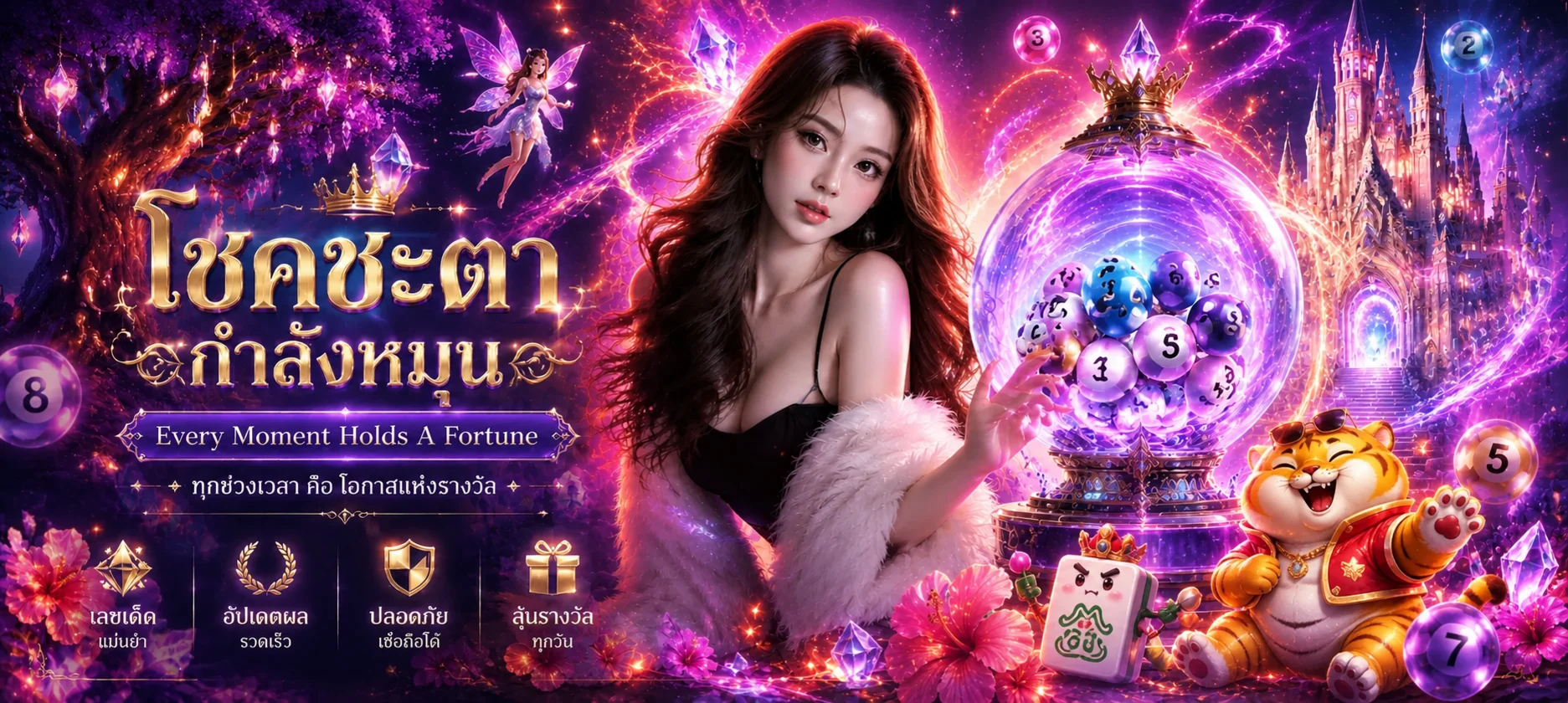 แบนเนอร์ชบาแก้วกับเกมออนไลน์และมาสคอตเสือ